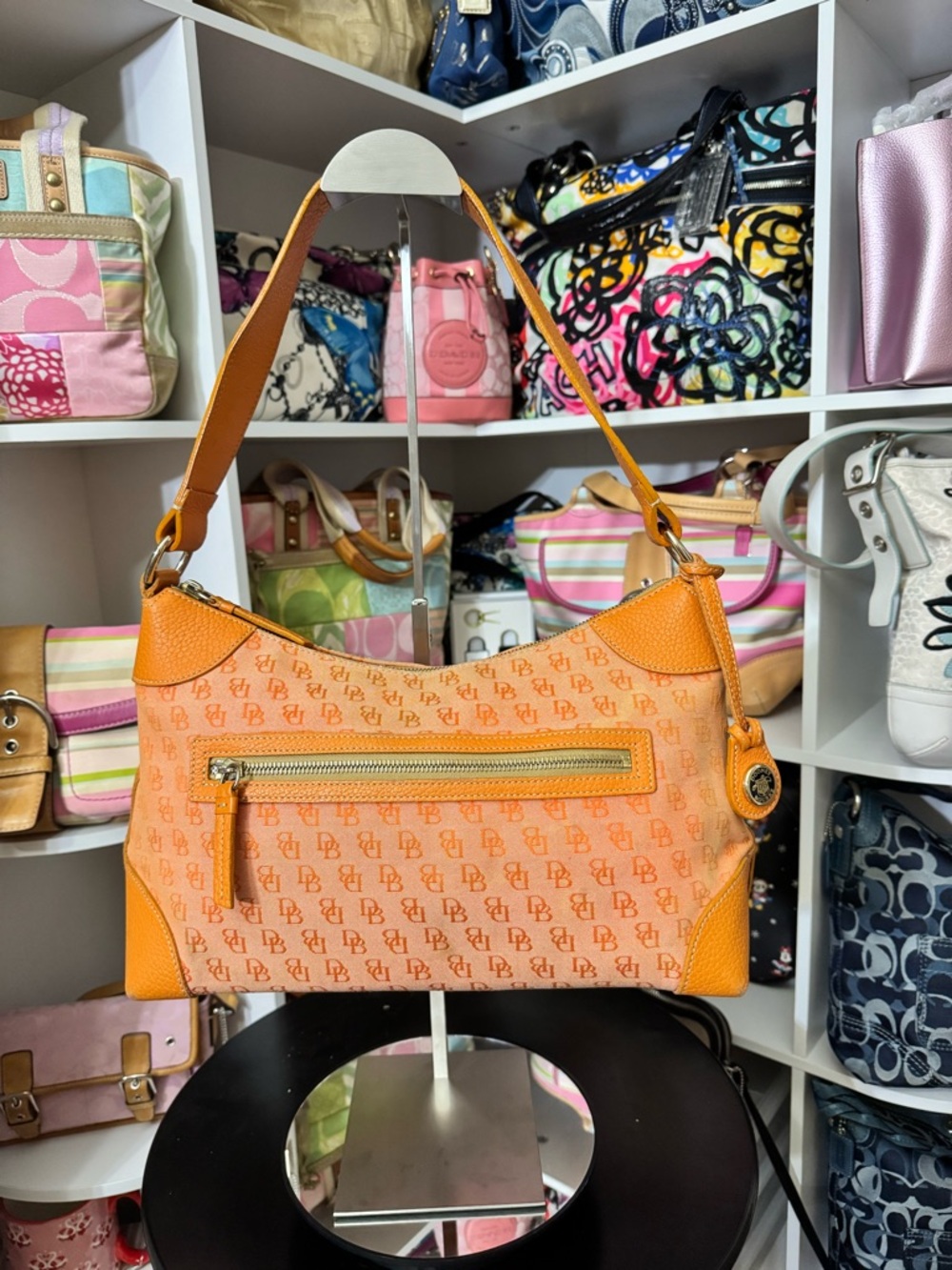 Dooney & Bourke Orange Signature Monogram Shoulder Bag